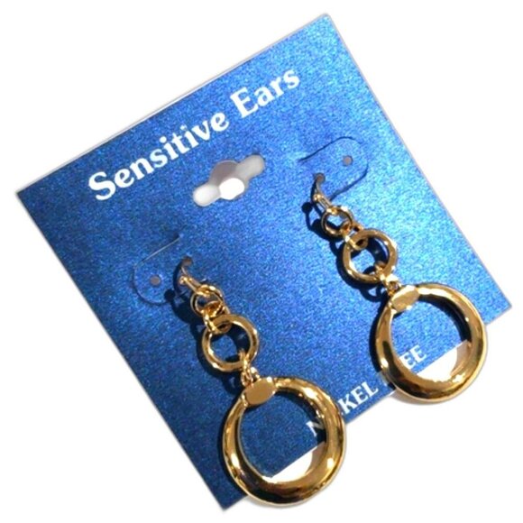 Elegant Gold tone  Hoops Design Drop Dangle Earrings - Women's Fashion Jewelry - Picture 1 of 7